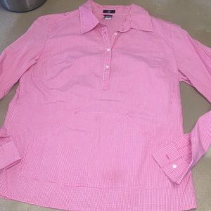 Gap Pink Gingham pullover poplin shirt